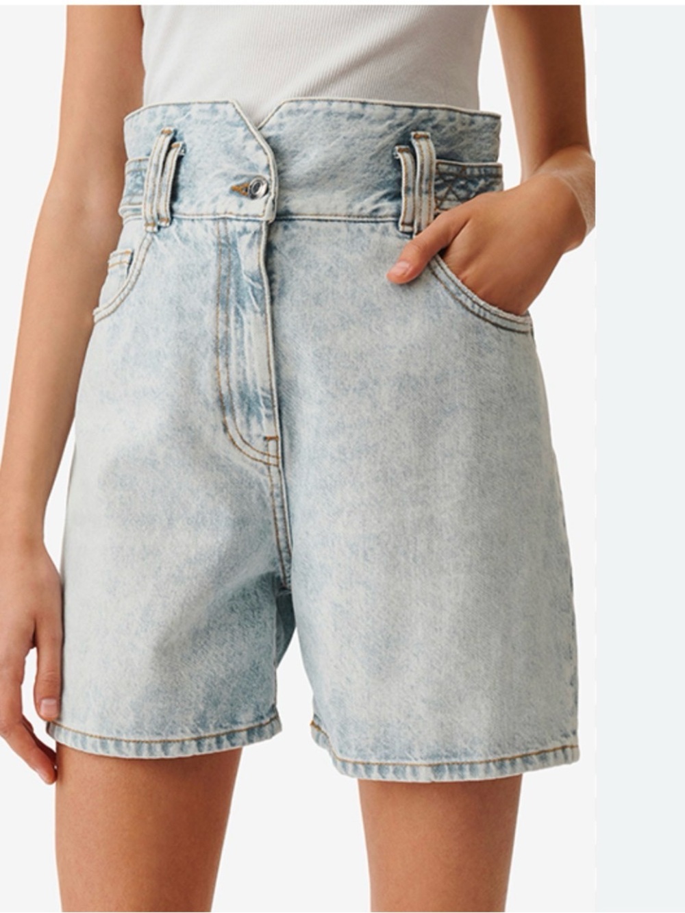 IRO Light Blue High-Rise Denim Shorts